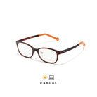 Lunettes anti lumière bleue pour enfant rectangulaires tortoise avec verre transparent sur fond blanc de 3/4