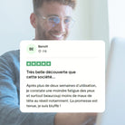 Comentario del cliente: Un gran descubrimiento esta empresa...
Después de más de dos semanas de uso, noto menos fatiga visual y, sobre todo, muchos menos dolores de cabeza al despertar, en particular. La promesa se cumple, estoy impresionado.