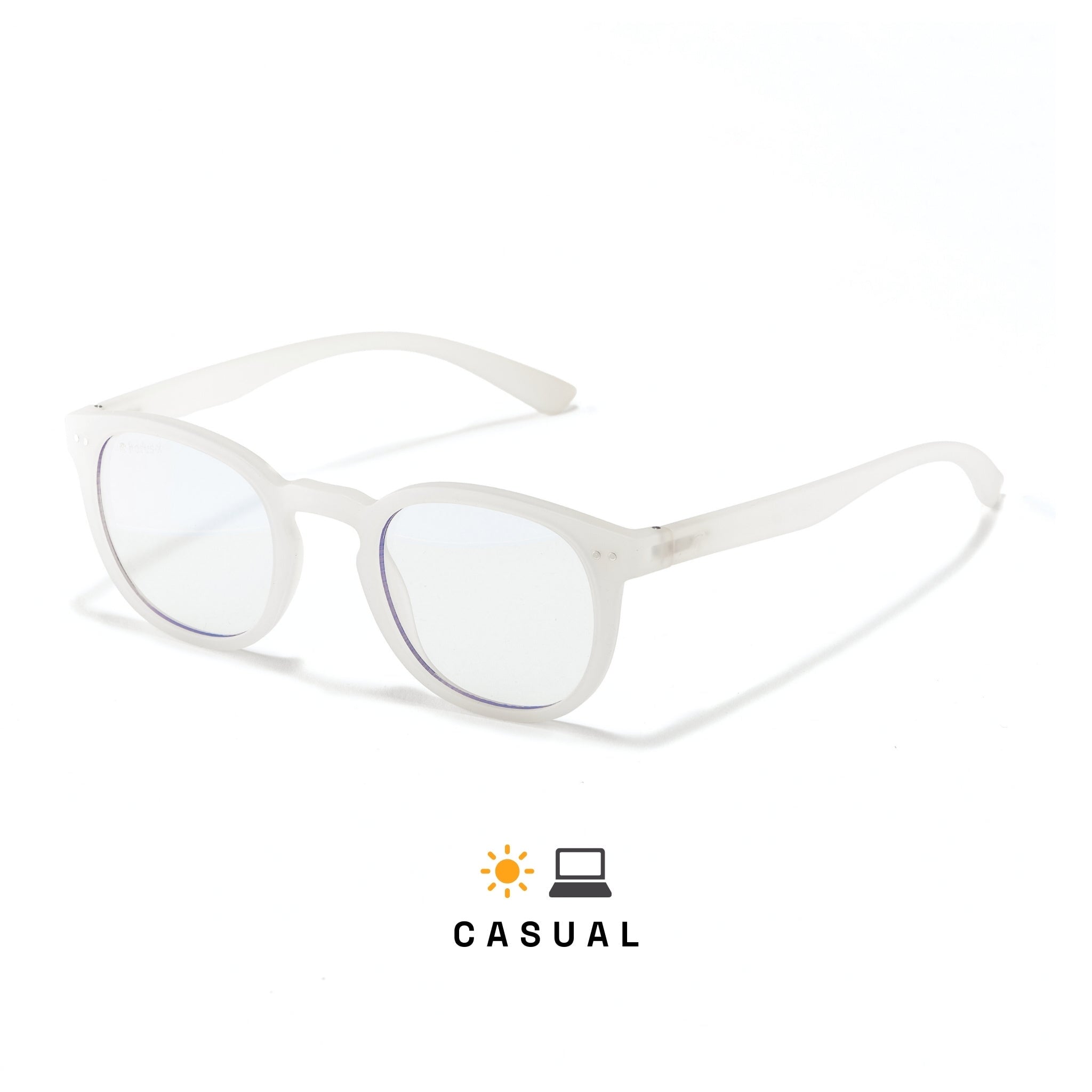 lunettes anti lumière bleue vintage couleur frost blanc en polycarbonate, verres transparents sur fond blanc