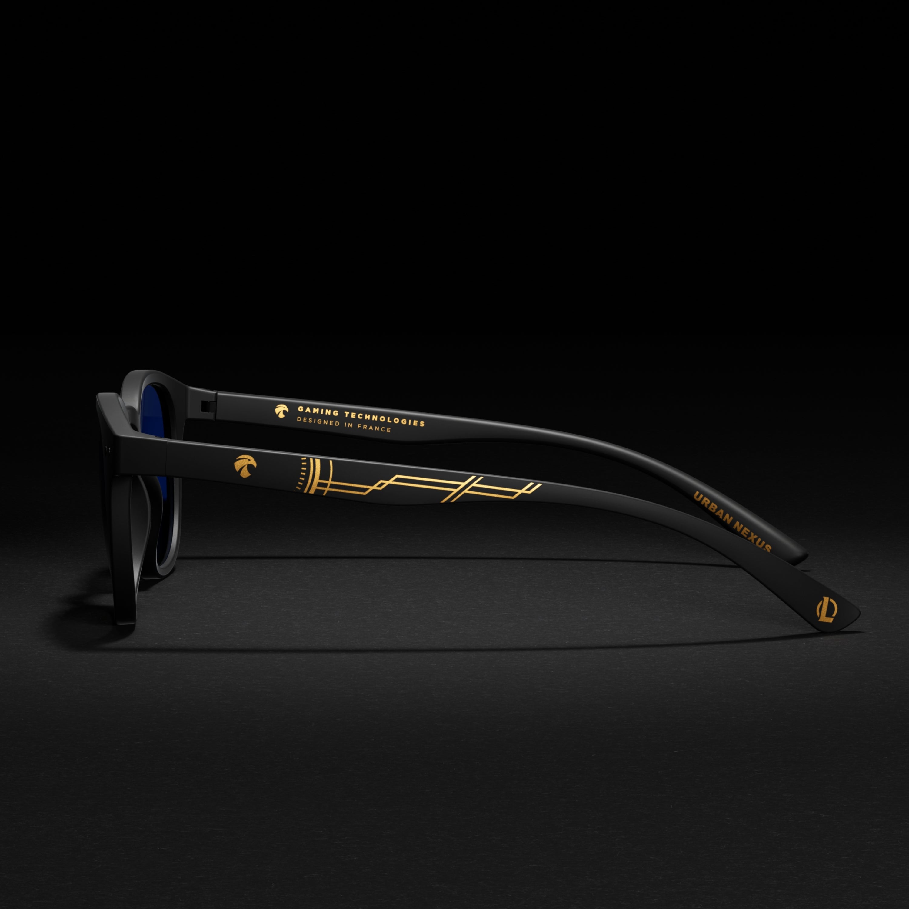 lunettes horus x league of legends modèle urban nexus vue du côté gauche sur fond noir